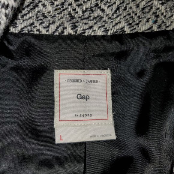 GAP Wool Herringbone Black/White Moto Jacket - Picture 2 of 4